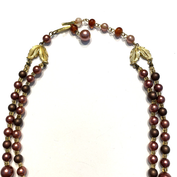 Vintage Mid Century Double Strand Necklace Purple Lavender Abstract Beaded Japan - Picture 4 of 9